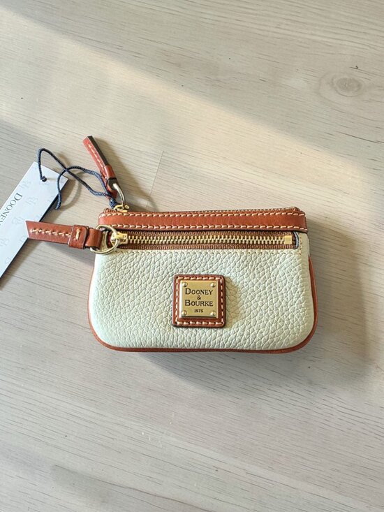 Dooney & Bourke Handbags - Dooney & Bourke Pebbled Leather Key Pouch Coin Purse Bone Tan NWT Wristlet